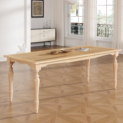 Table de salle à manger extensible de 82,7 pouces avec rallonge amovible de 23,6 pouces - bois massif et look élégant pour les pieds rétro de la maison, peut accueillir 8 personnes facilement