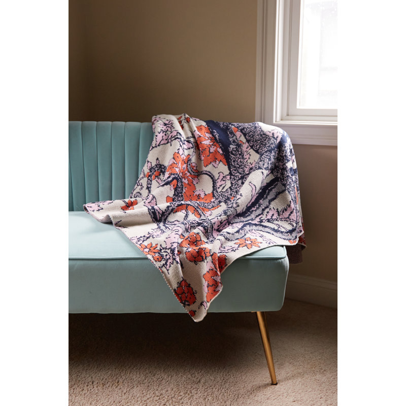 Knitted Throw Blanket, Rosa