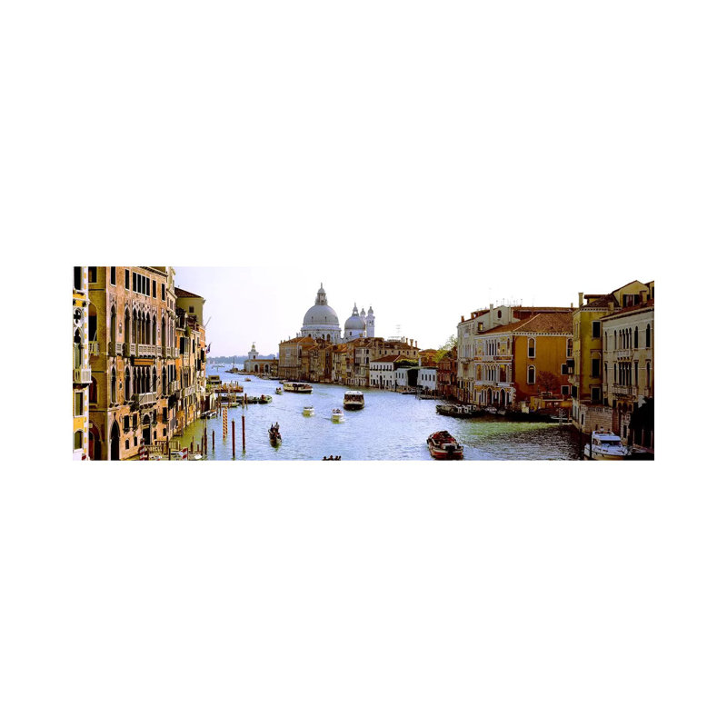 Boats In A Canal With A Church In The BackgroundSanta Maria Della Salute, Grand Canal, Venice, Veneto, Italy by Panoramic Images - Panoramic Gallery-Wrapped Canvas Giclée on Canvas