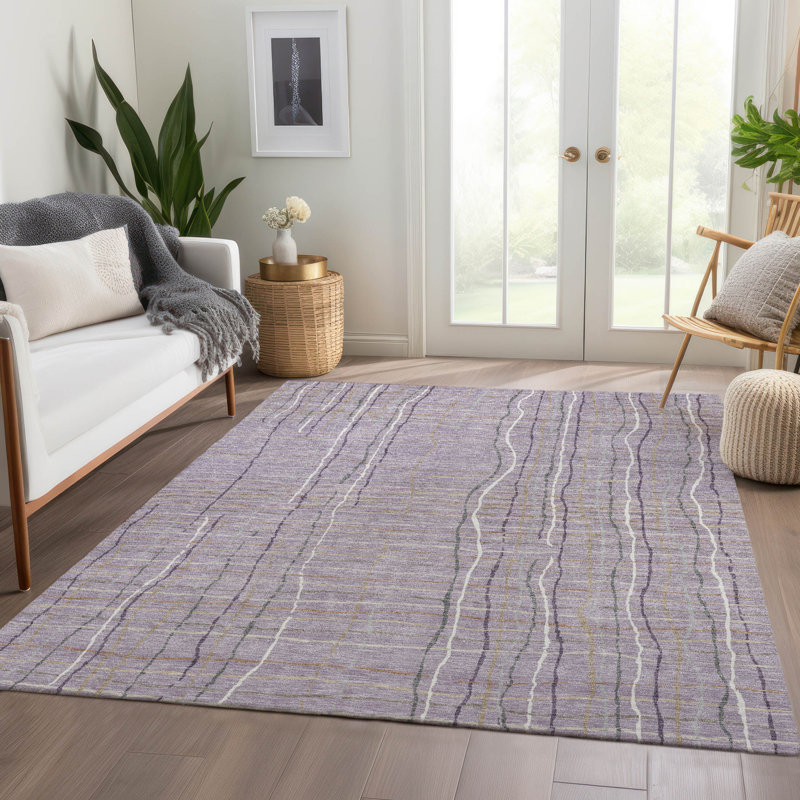 Premium Machine Washable Cortes AMF998 Stripes Rug, Rectangulaire 3 pi x 5 pi