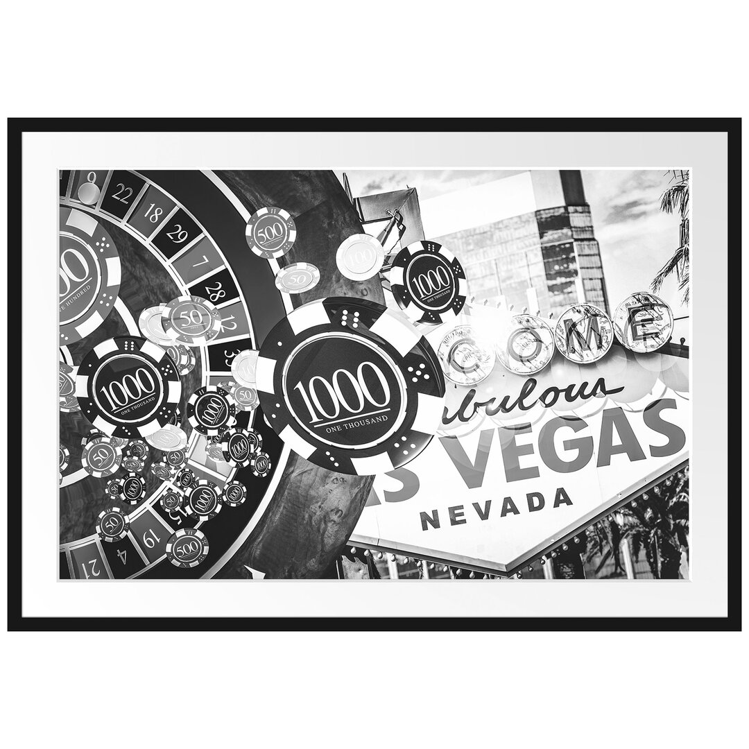 Gerahmtes Poster Las Vegas Casino Roulette