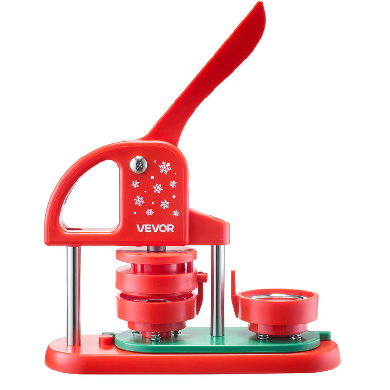 Machine à boutons, 2,28 po, broches en plastique avec pièces de boutons de 100 pièces, coupe-cercle et clés hexagonales, poignée ergonomique renforcée, pour badges de bricolage, épingles personnalisées et porte-clés, rouge