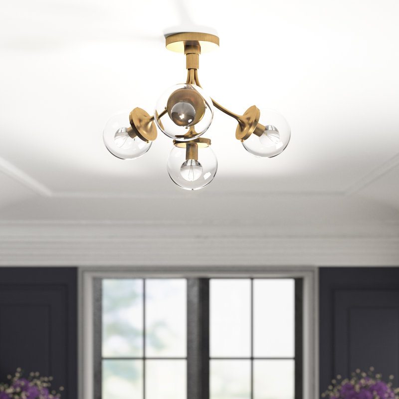 kate spade new york Prescott Medium Semi-Flush Mount, Clear, Bronze