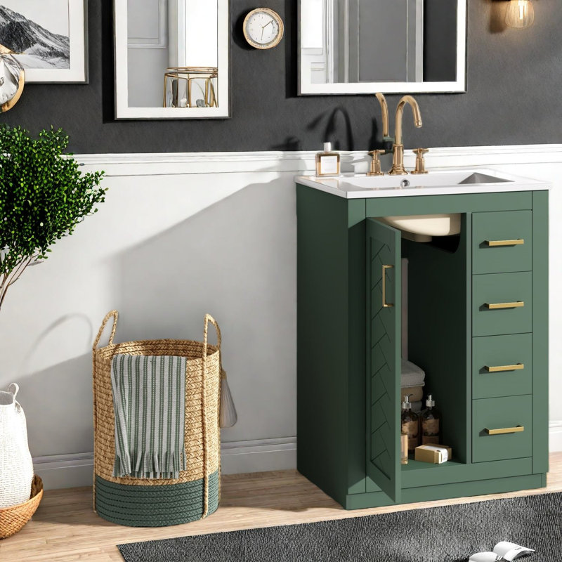 Rangement pour meuble-lavabo moderne en MDF de 24 po (doit inclure le meuble-lavabo et le lavabo)