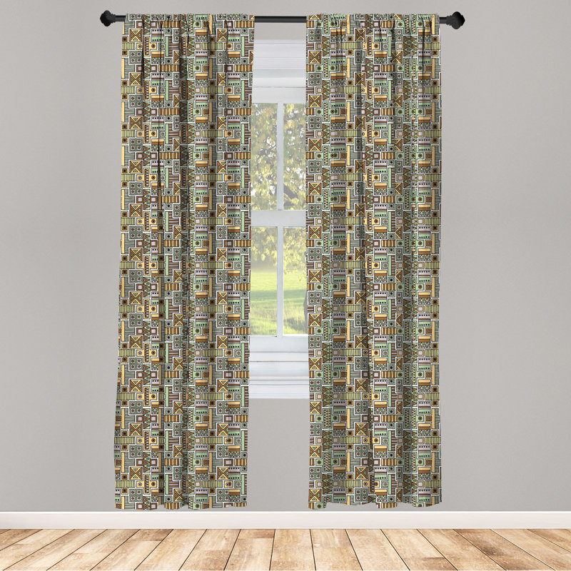 Panneau coulissant tribal semi-diaphane avec passe-tringle, 28 po x 95 po