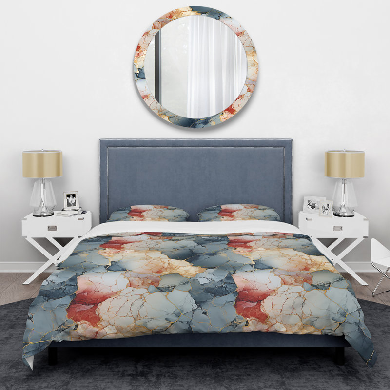 Ensemble de housse de couette en marbre Urban Nature, Housse de couette pour grand lit et 2 taies décor