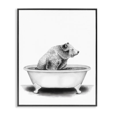 «Bear in a Tub Funny Animal Bathroom» par Rachel Neiman - reproduction de dessin