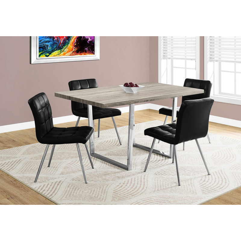 Table de salle à manger contemporaine 152 cm (60 po) Taupe : 4 places assises confortables, forme rectangulaire, options décontractées et formelles