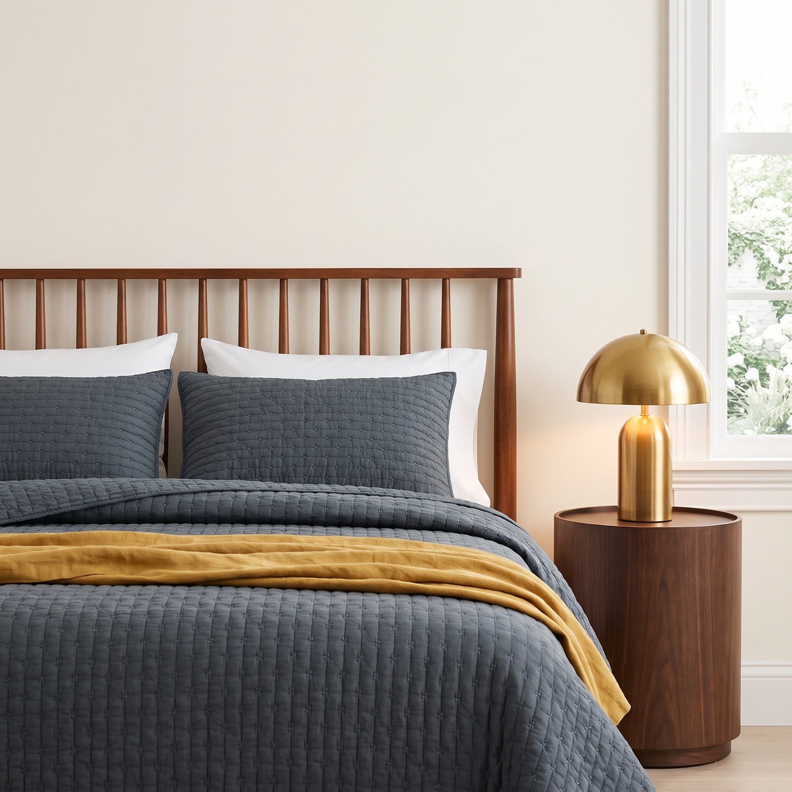 Cotton Quilt Set, Queen + 2 Shams, Midnight Blue