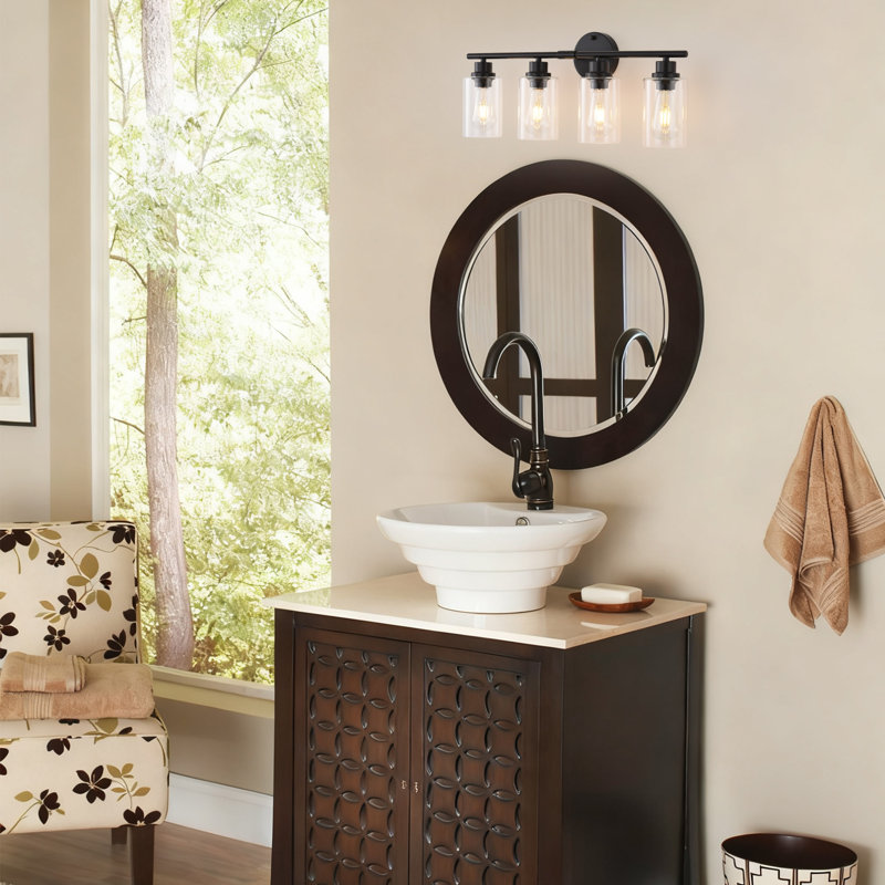 Bathroom Light Fixtures, Black Modern Vanity Lights With Clear Glass Shade, Bathroom Wall Lamp For Mirror Kitchen Living Room Hallway Cabinet Porch