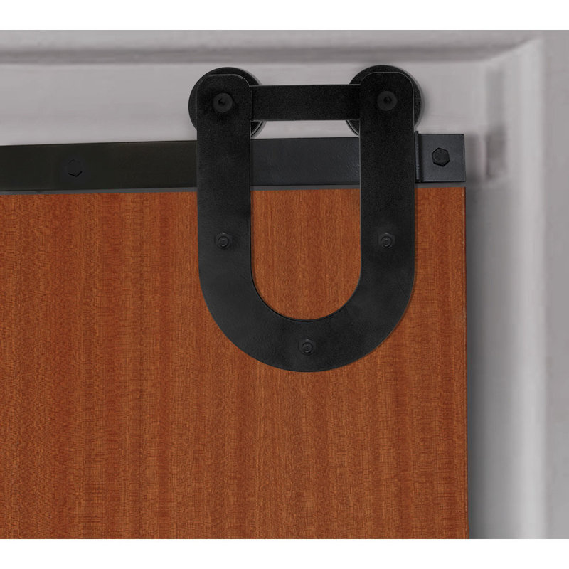 Ensemble de quincaillerie de porte de grange simple à roulettes silencieuse Economy Straight Top, Arche bronze