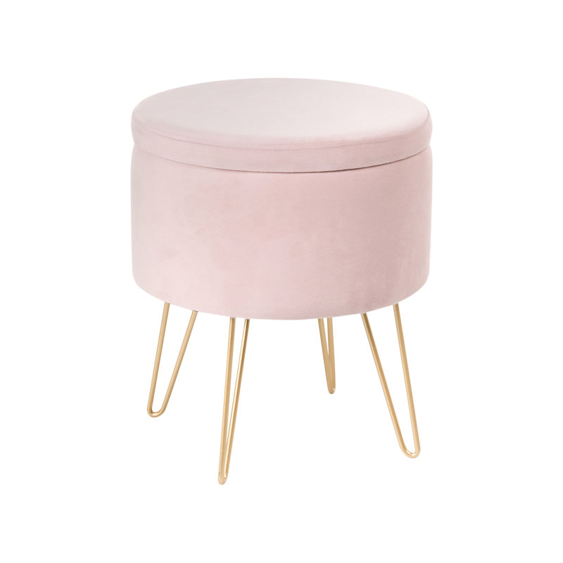 42cm Wide Round No Pattern Pouffe Ottoman with Storage