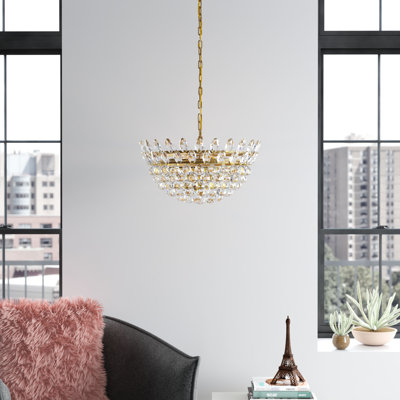 Luminaire suspendu bol unique à 5 lumières avec accents de cristal Abel