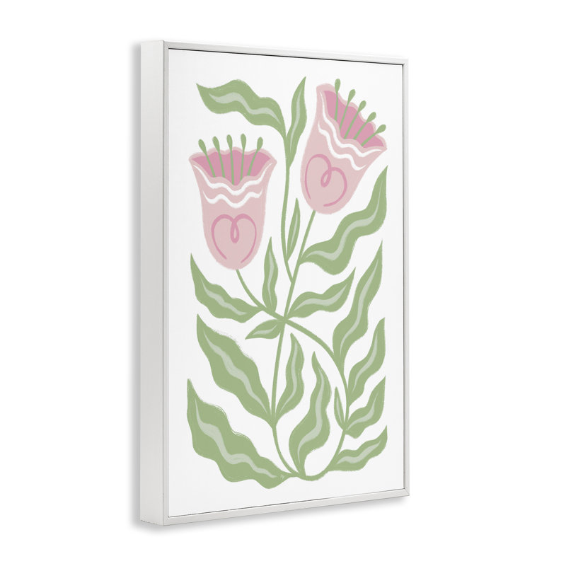 Giclée encadrée de tulipes roses jumelles, design par Martina Pavlova, H 18 po x l 12 po, Giclée encadrée blanc bord de mer