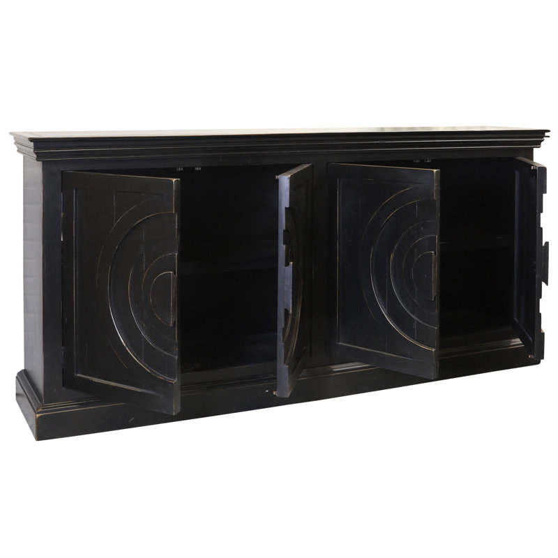 Circles Eclectic 4-Door Weathered Edge Credenza - Black Distressed