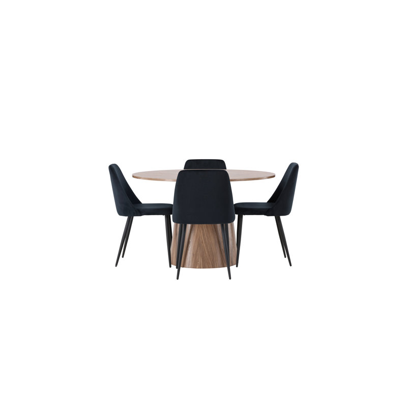 Villegas 4 - Person Dining Set, Beige, Black, Black