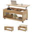 Table basse extensible 39,4 po à dessus relevable en rotin avec roulettes verrouillables, compartiment caché et grande tablette de rangement