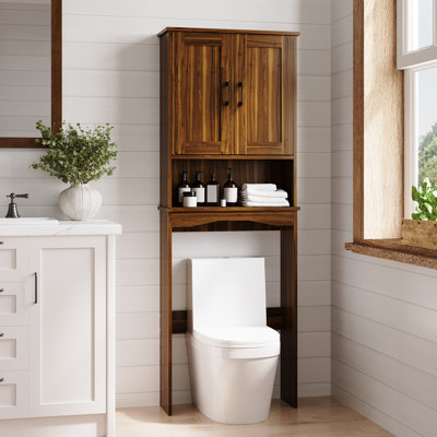 Cozy Design Over The Toilet Storage with Doors And Open Shelves