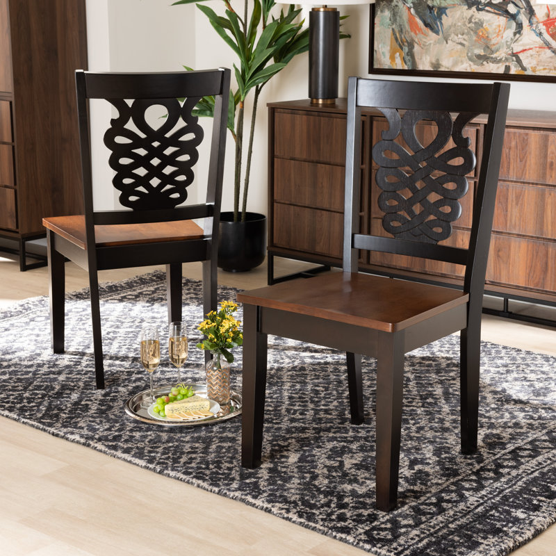 Dembinski Solid Wood Dining Chair, Dark Brown/Walnut Brown