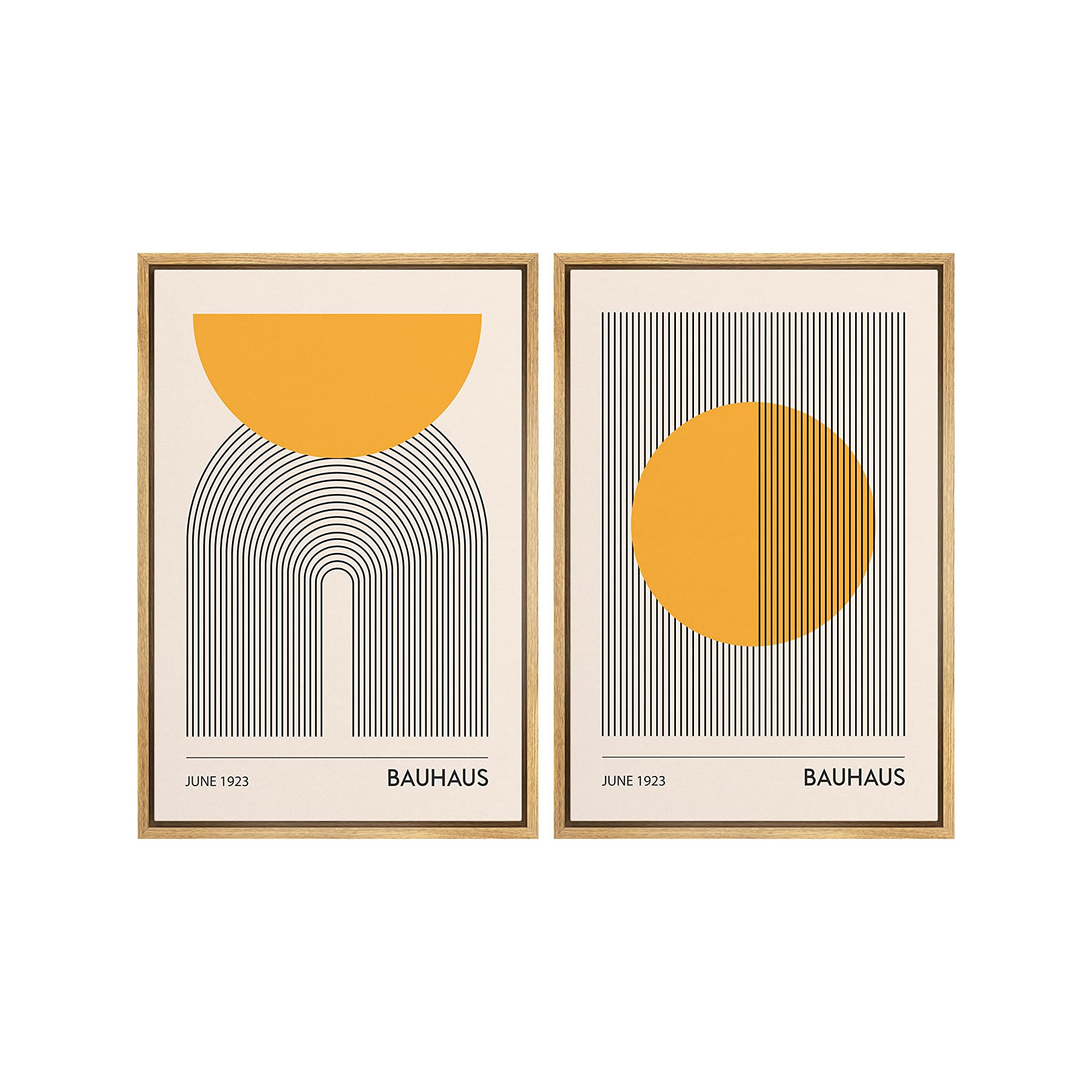 Mid Century Modern Boho Bauhaus Solar Sun Abstract Art Decor Framed On Canvas 2 Pieces Print, 24" H x 32" W