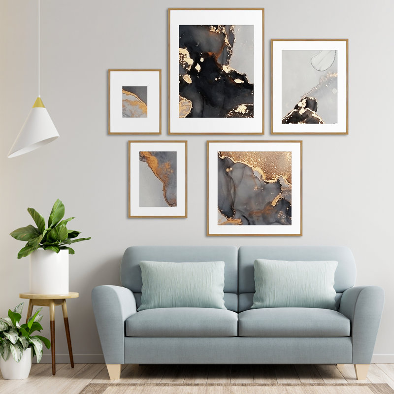 Capullo Wood Picture Frame - Set of 5 with Mat, Natural Oak