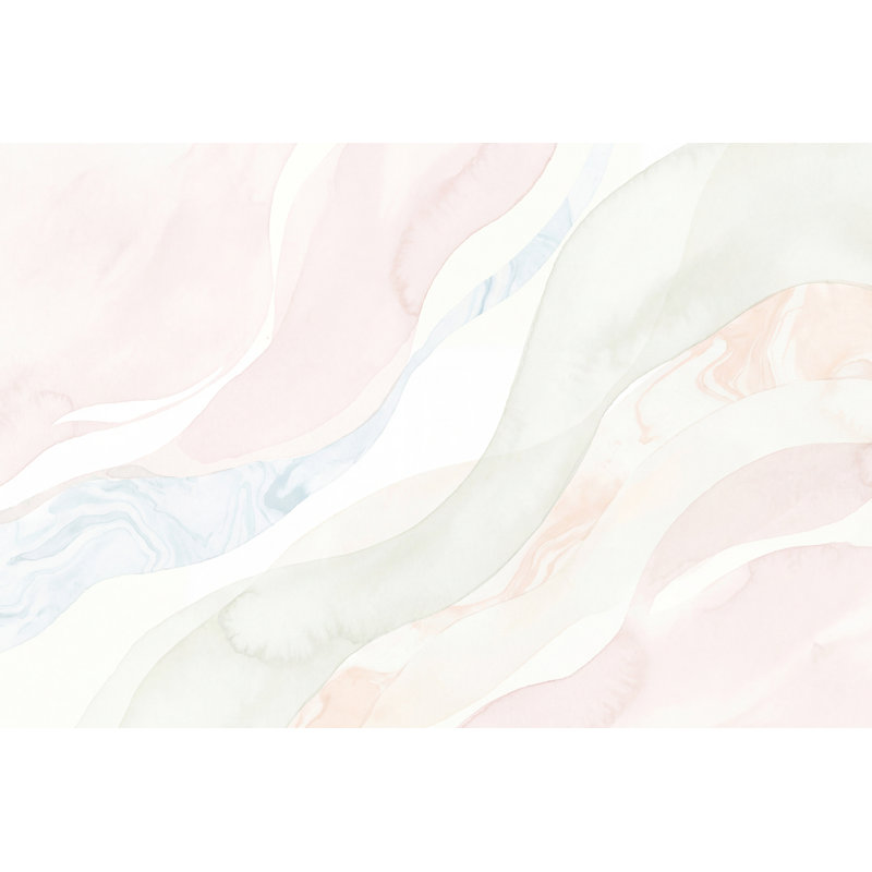 Papier peint abstrait aquarelle abstraite marbré blanc, Non tissé, 140 po x 108 po