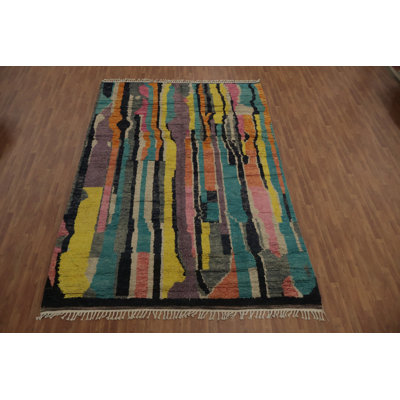 Tapis marocain coloré Art déco 9 x 13 pour maisons modernes