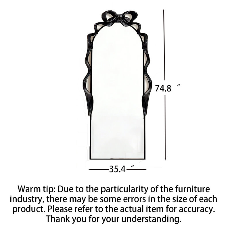 American-Style Retro Bow-Top Explosion-Proof All-Round Mirror, Black, 74.8" H x 35.43" W