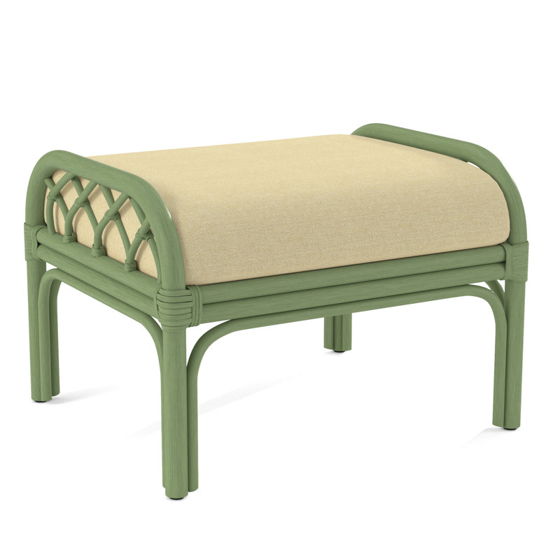 Edgewater Ottoman, Celery, White Performance Fabric; 0851-94
