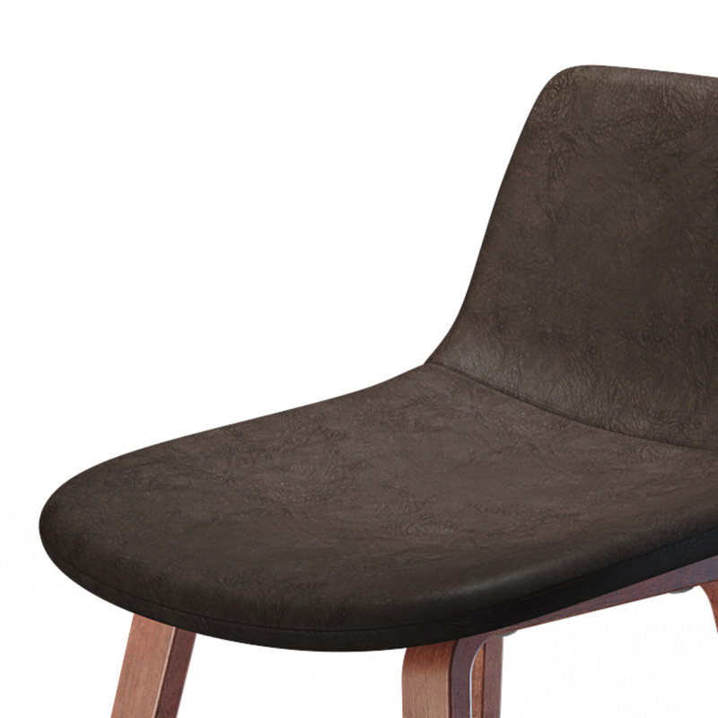Addy 26" Brown Faux Leather Counter Stool with Wood Legs