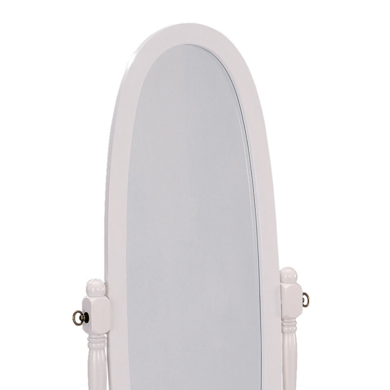 Miroir sur pied 59,25 "de haut avec finition blanche, forme ovale, 59,53 po x 23,03 po, Blanc