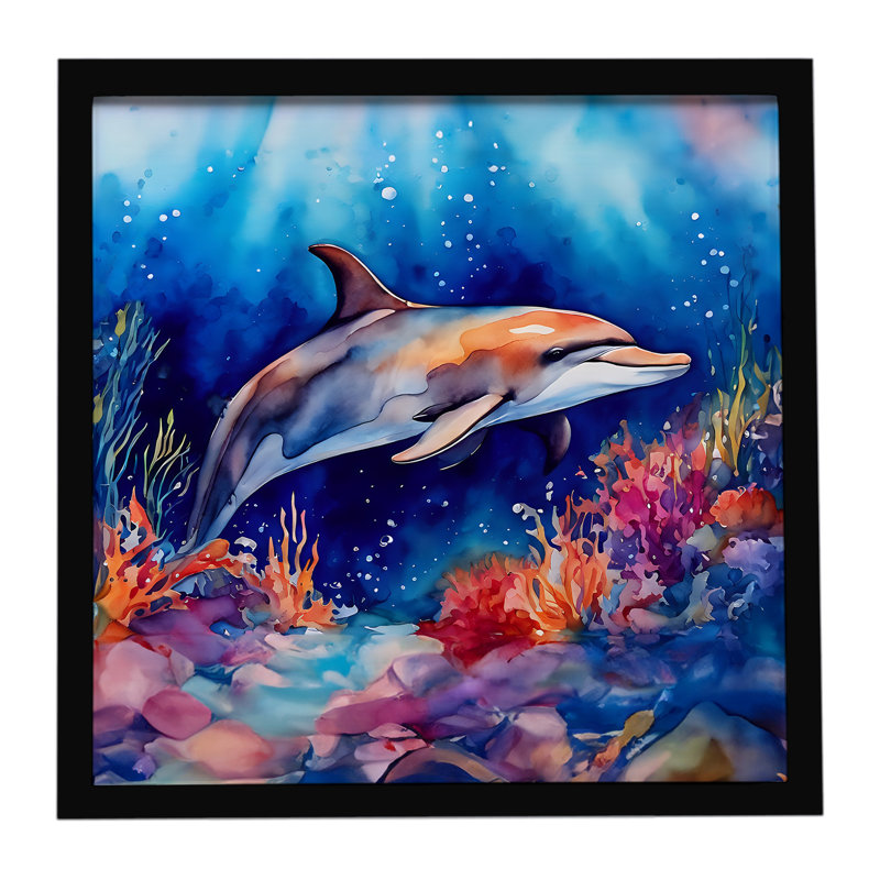 Dauphin, reproduction d'art encadrée