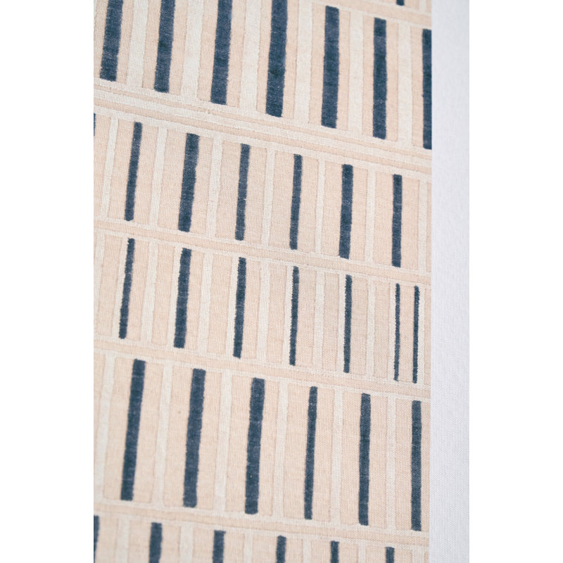 Natural Canvas With Black Stripe Pattern And Black Frame - Single Picture Frame Print on Canvas