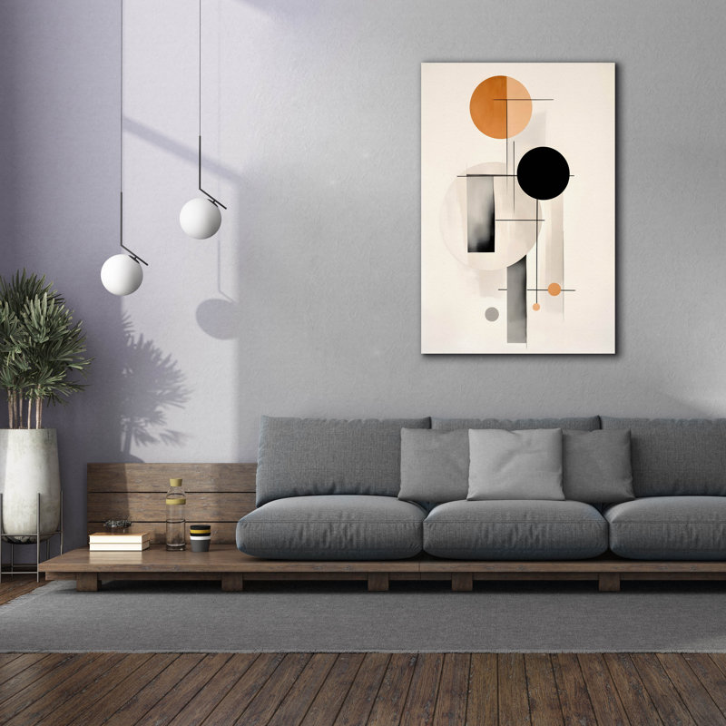 «Black and Tan Geometric 1» par Petals Prints Design, H 60 po x l 40 po x P 1,5 po