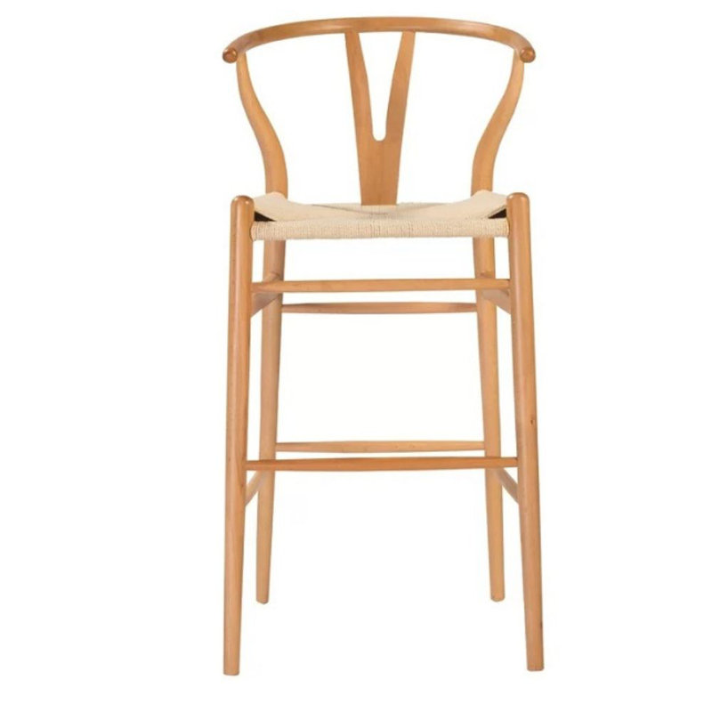Tabourets de comptoir en bois avec siège en corde tissée (ensemble de 2) - Tabourets de bar à hauteur de comptoir de 25,5 po pour îlot de cuisine ou salle à manger