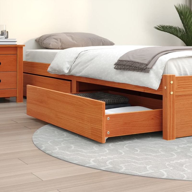 Keisha Underbed Storage Drawers, Wax Brown, 18cm H x 57cm W x 95cm L