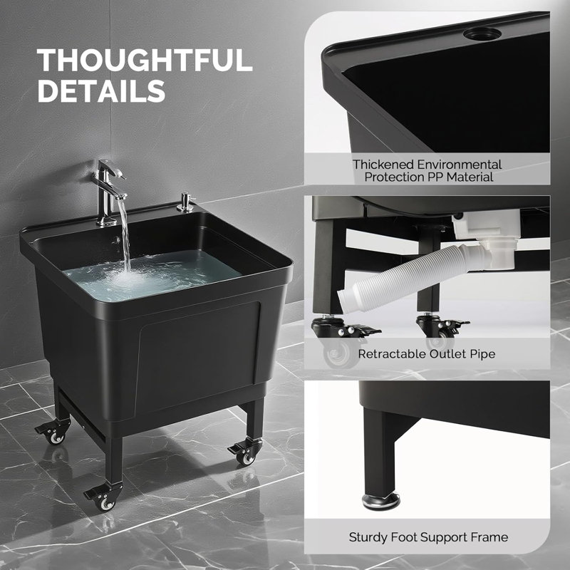 Lavabo en plastique avec roulettes