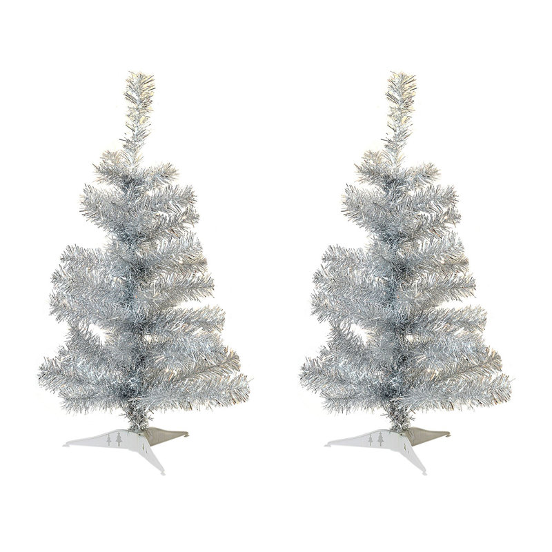 1.97' H Artificial Pine Christmas Tree, Silver