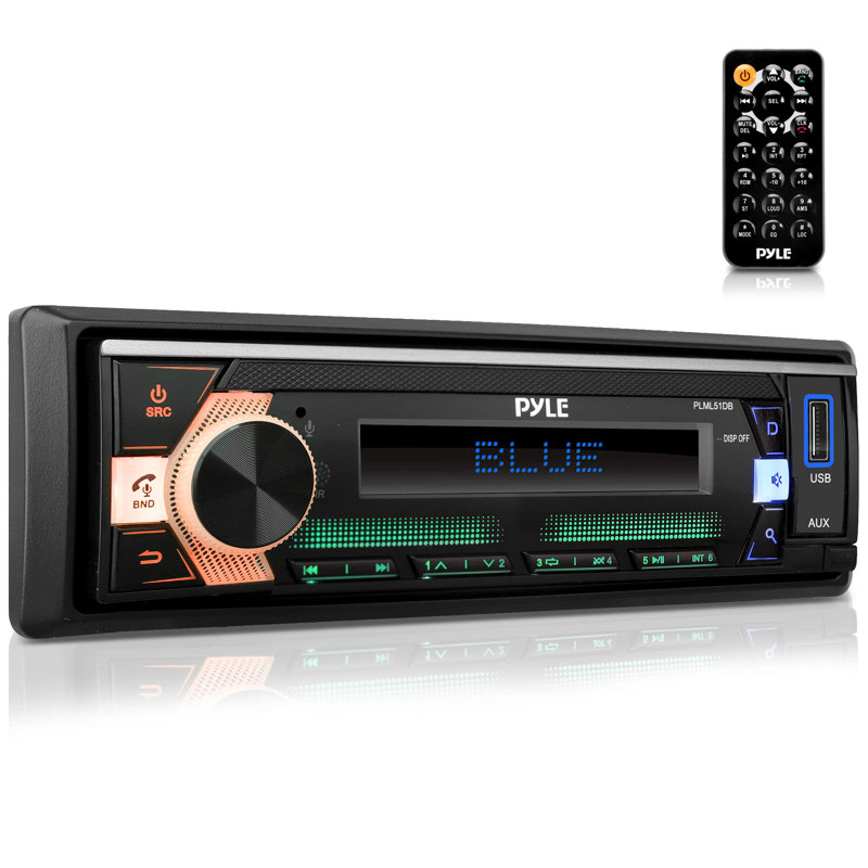 Pyleusa 300-Watt Stereo Receiver Power Amplifier - AM/FM/MP3/USB/AUX Stereo Receiver, Single DIN, Bluetooth Compatible, 25 Band EQ, Balance, Fader LCD Display With Remote Control (Black) - PLML51DB