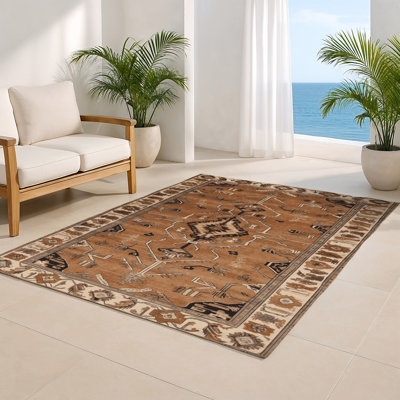 Tapis d'intérieur et d'extérieur brun Persian