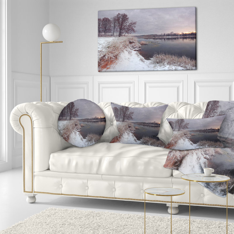 Oreiller en mer d’hiver, 16 po x 1 po, Coussin décoratif