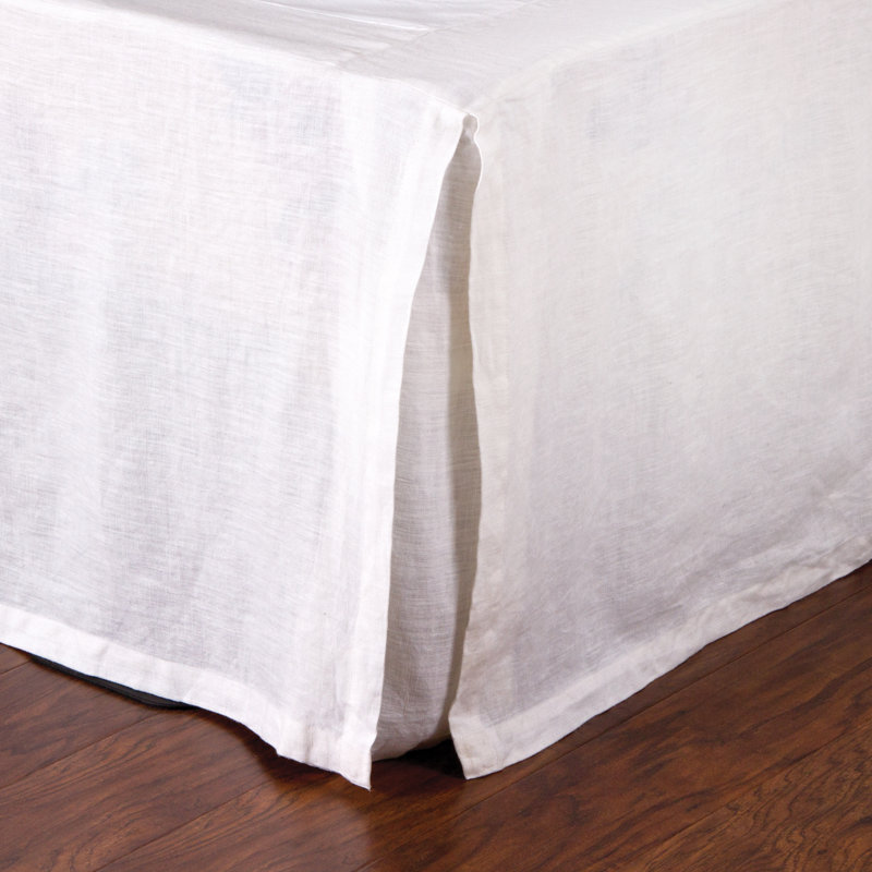 Linen Pleated Bed Skirt, White, King