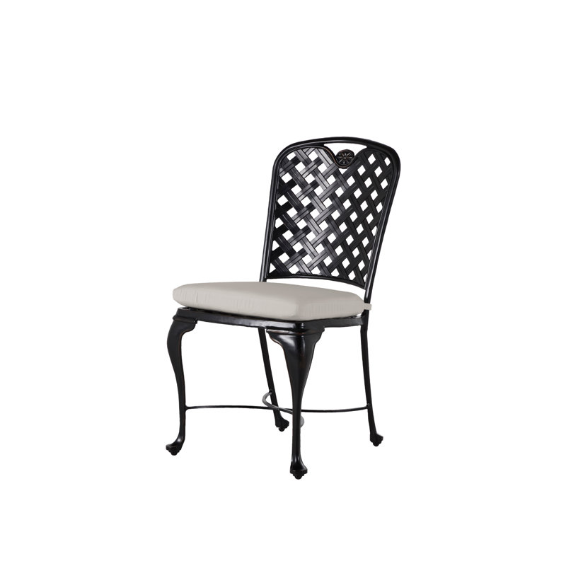 Provance Patio Dining Side Chair with Cushion, Ancient Earth, No Welt, Linen Chambray