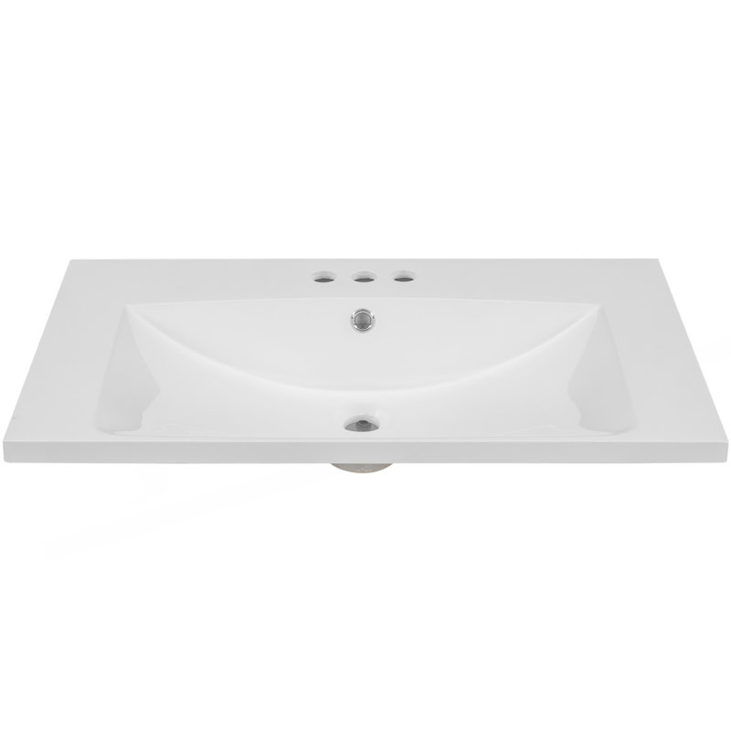 Plateau de meuble-lavabo simple 30 po avec lavabo blanc, 3 trous de robinet, céramique, blanc (ancien SKU: WF283479AAK)