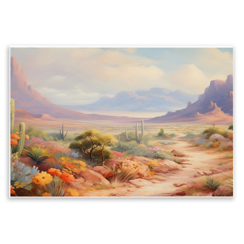 Plaque murale décorée de fleurs dans le désert, par Franklyn Gregory, H 13 po x l 19 po