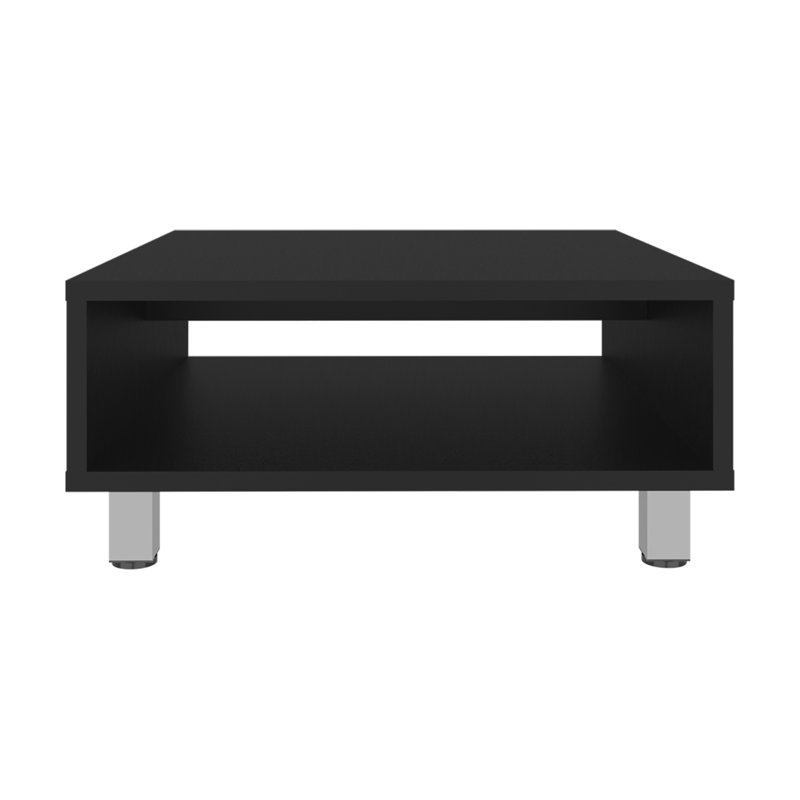 Square Coffee Table With Open Storage Of 3, Black Storage, Chic, Black