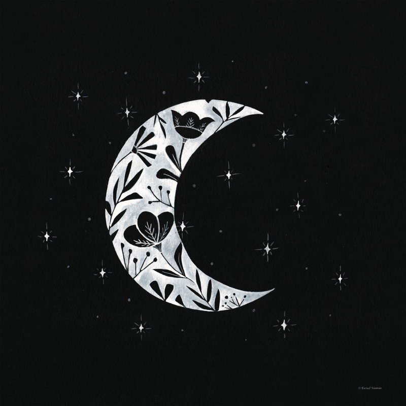 Silhouette florale de lune 2885403, H 30 po x l 30 po, No, Toile tendue