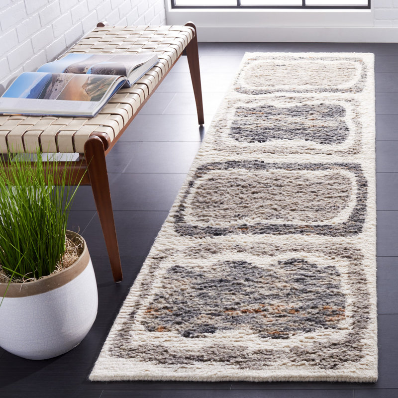 Tapis ivoire / gris foncé Antonnia, Tapis de couloir 2 pi 3 po x 9 pi
