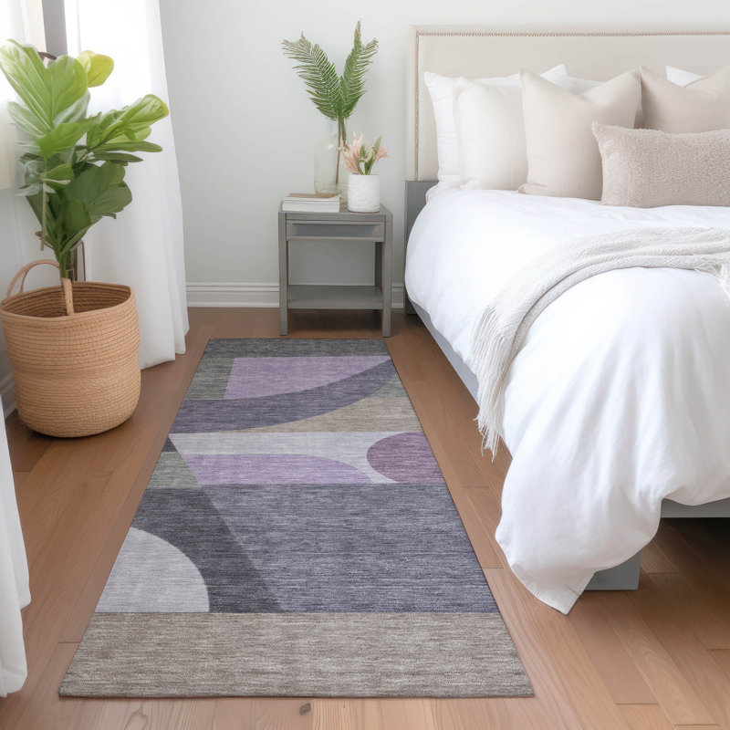 Machine Washable Indoor/Outdoor Cinead ACN1667 Purple Rug, Runner 2'3" x 7'6"