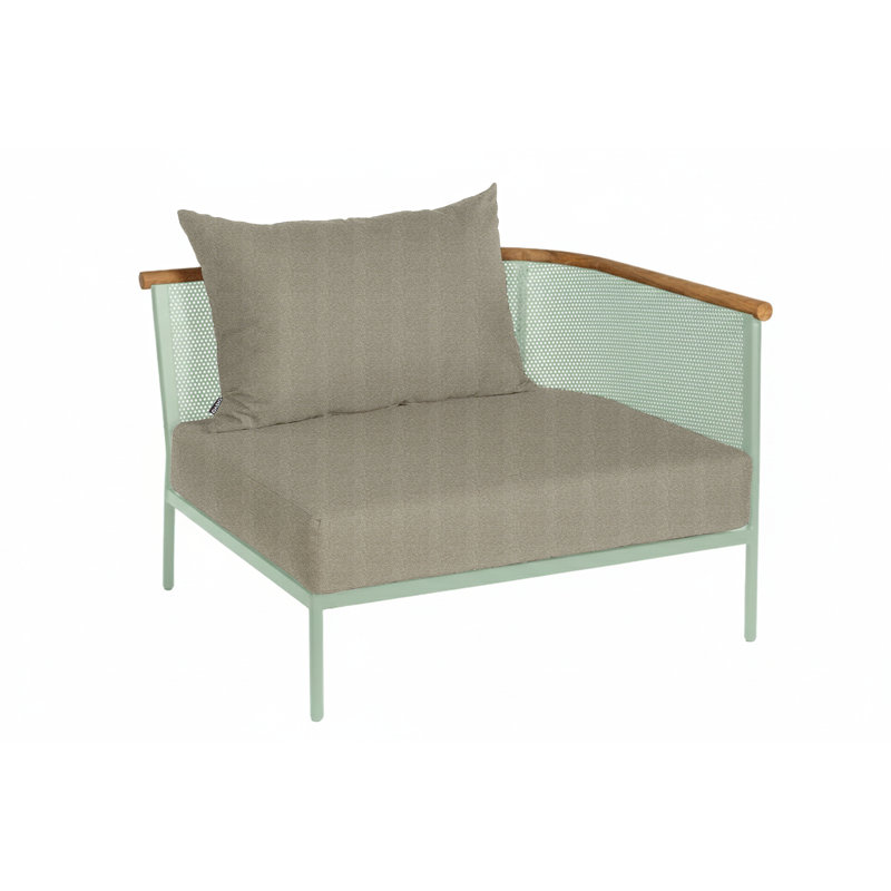 Chaise de patio d'angle avec coussin Dar, Vert Panamone, Vert pastel, Oui